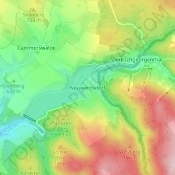 Mappa topografica Neuwernsdorf, altitudine, rilievo
