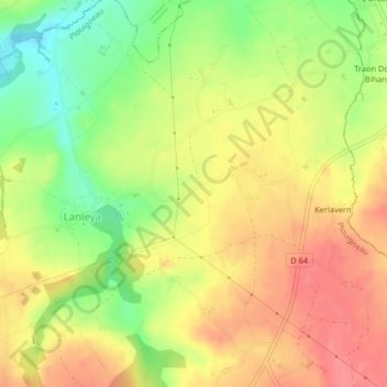 Mappa topografica Normandy, altitudine, rilievo