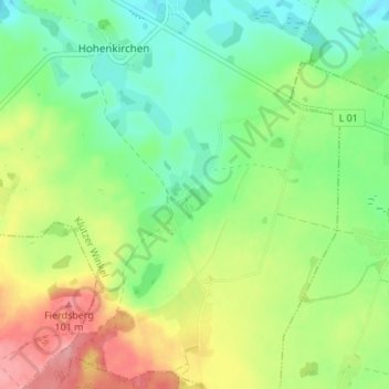 Mappa topografica Manderow, altitudine, rilievo