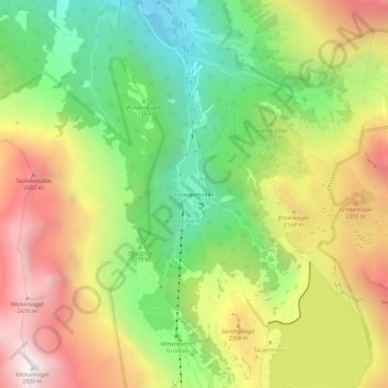 Mappa topografica Enzingerboden, altitudine, rilievo