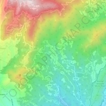 Mappa topografica Campo Canavese, altitudine, rilievo