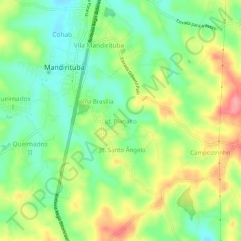 Mappa topografica Jd. Planalto, altitudine, rilievo