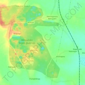 Mappa topografica Salboni, altitudine, rilievo