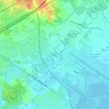 Mappa topografica Vauguières-le-Bas, altitudine, rilievo