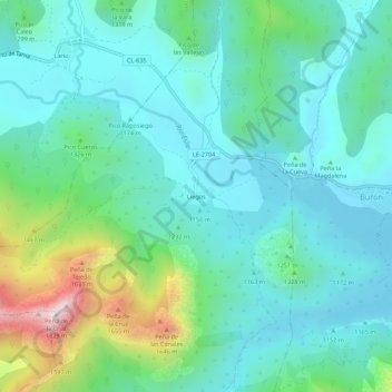 Mappa topografica Liegos, altitudine, rilievo