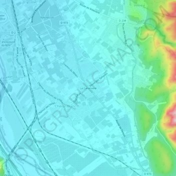 Mappa topografica La Canebière, altitudine, rilievo