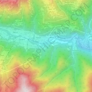 Mappa topografica Bellini, altitudine, rilievo