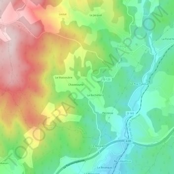 Mappa topografica La Mongie, altitudine, rilievo