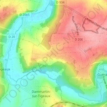 Mappa topografica Monthérand, altitudine, rilievo