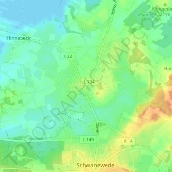 Mappa topografica Koppelsberg, altitudine, rilievo