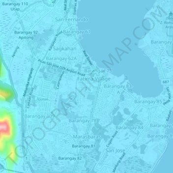 Mappa topografica Barangay 77, altitudine, rilievo