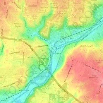 Mappa topografica Symmes, altitudine, rilievo