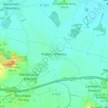 Mappa topografica Preititz, altitudine, rilievo