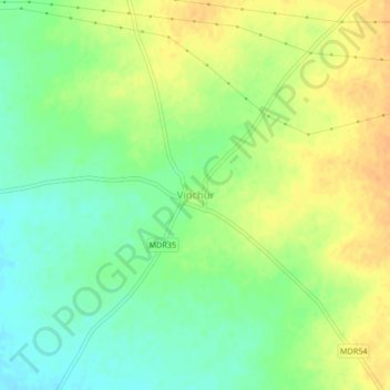 Mappa topografica Vinchur, altitudine, rilievo