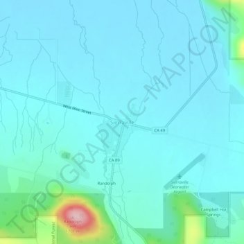 Mappa topografica Sierraville, altitudine, rilievo