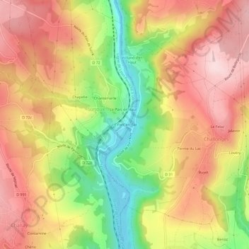 Mappa topografica Le Parc en Bas, altitudine, rilievo