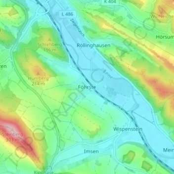 Mappa topografica Föhrste, altitudine, rilievo
