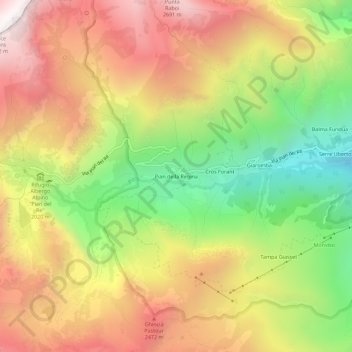 Mappa topografica Pian della Regina, altitudine, rilievo