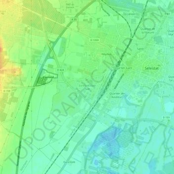 Mappa topografica Zone d'Activité Sud, altitudine, rilievo