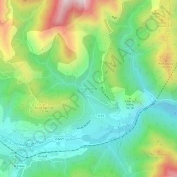 Mappa topografica St Antoine, altitudine, rilievo