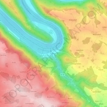 Mappa topografica Schlögen, altitudine, rilievo