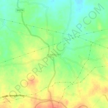 Mappa topografica Kanjikovil, altitudine, rilievo