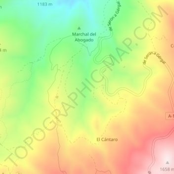 Mappa topografica Las Menas de Serón, altitudine, rilievo