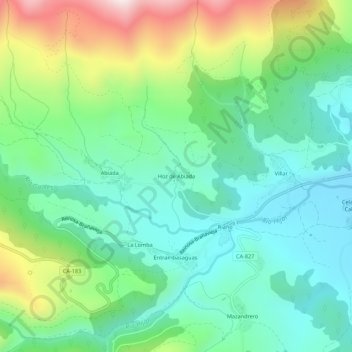 Mappa topografica Hoz de Abiada, altitudine, rilievo