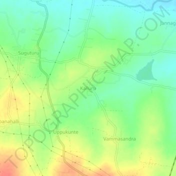 Mappa topografica Kalluru, altitudine, rilievo