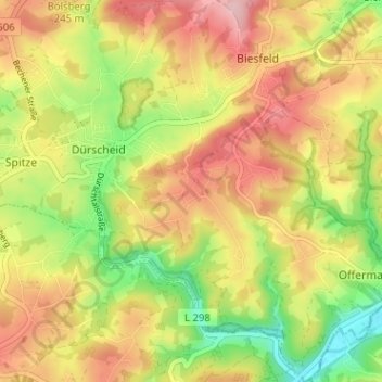 Mappa topografica Oberbörsch, altitudine, rilievo