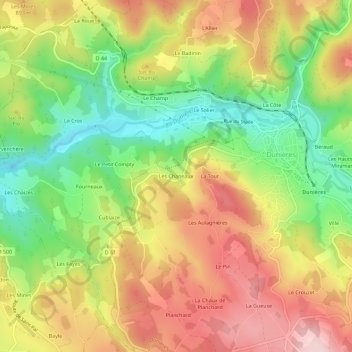 Mappa topografica Les Chaneaux, altitudine, rilievo