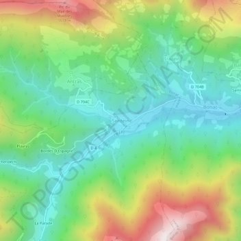 Mappa topografica Sentein, altitudine, rilievo