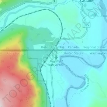 Mappa topografica Laurier, altitudine, rilievo