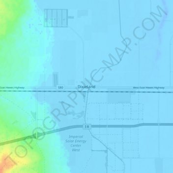 Mappa topografica Dixieland, altitudine, rilievo