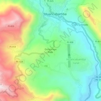 Mappa topografica Quispampa Bajo, altitudine, rilievo
