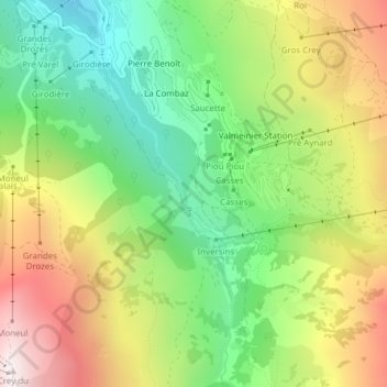 Mappa topografica Les Déserts, altitudine, rilievo