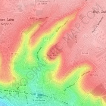 Mappa topografica Mont Fortin, altitudine, rilievo