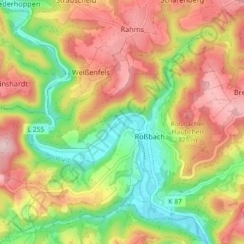 Mappa topografica Niederbuchenau, altitudine, rilievo