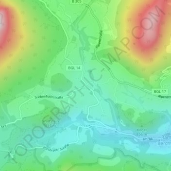 Mappa topografica Bindenkreuz, altitudine, rilievo