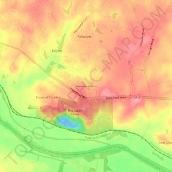 Mappa topografica Manakin Farms, altitudine, rilievo