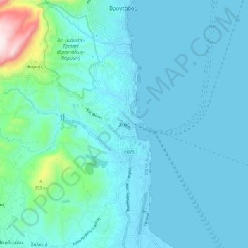 Mappa topografica Chios, altitudine, rilievo