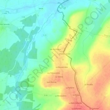 Mappa topografica Les Mittons, altitudine, rilievo