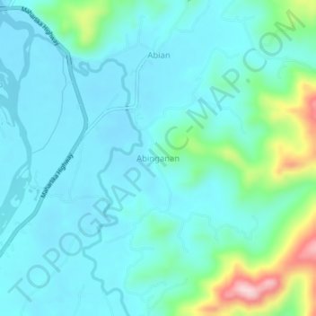 Mappa topografica Abinganan, altitudine, rilievo