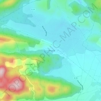 Mappa topografica La Bénague, altitudine, rilievo