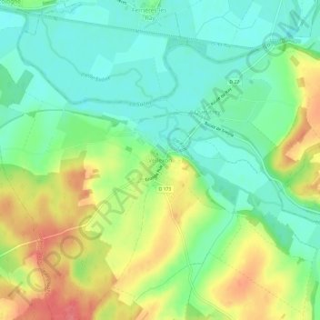 Mappa topografica Vellexon, altitudine, rilievo
