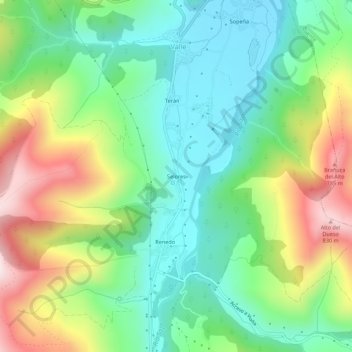 Mappa topografica Selores, altitudine, rilievo
