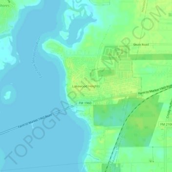 Mappa topografica Lakewood Heights, altitudine, rilievo