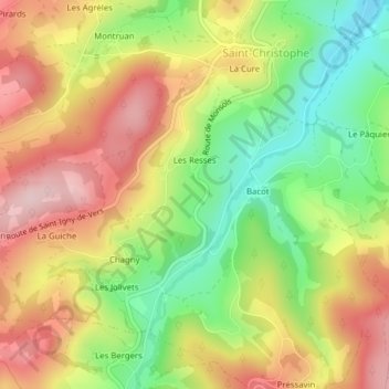Mappa topografica Les Meringues, altitudine, rilievo