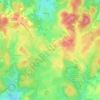 Mappa topografica Chabannes, altitudine, rilievo