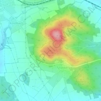 Mappa topografica Tyrolsberg, altitudine, rilievo